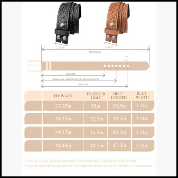 2 Pack Western Belt Straps Without Buckle PU Leather 1.5\